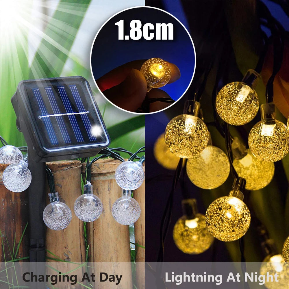 Solar LED Ball String Lights 5M IP65 Waterproof Holiday Decor