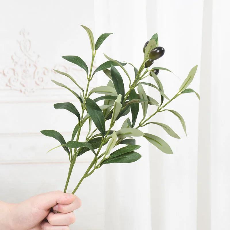 1/3/5Pcs Artificial Olive Leaves Tree Branch with Fruit