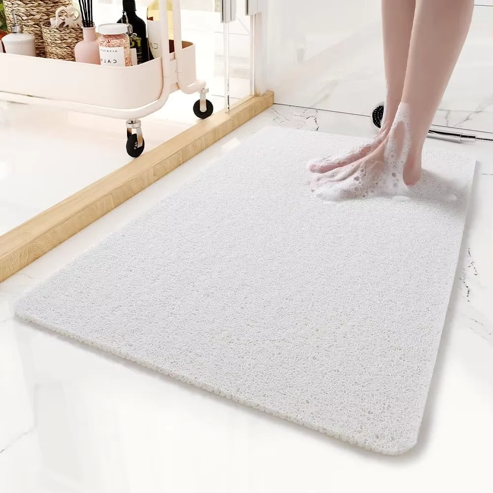 Non-Slip Shower & Bathtub Mat 24x16 Inch PVC Loofah Quick Drying Bath Mat with Drain