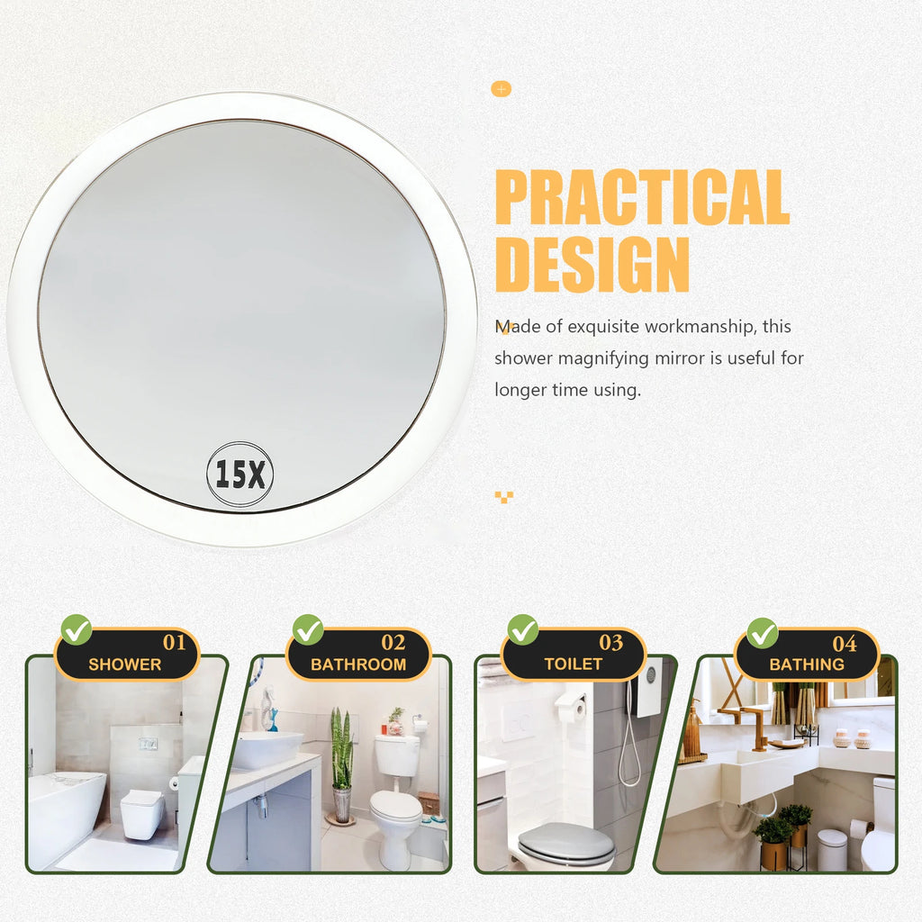 15x Magnification Suction Cup Mirror for Precision Makeup and Pore Care