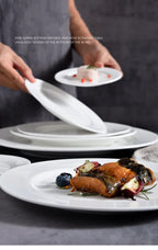 Round Ceramic Plate – Solid Porcelain Tableware for Home & Hotel