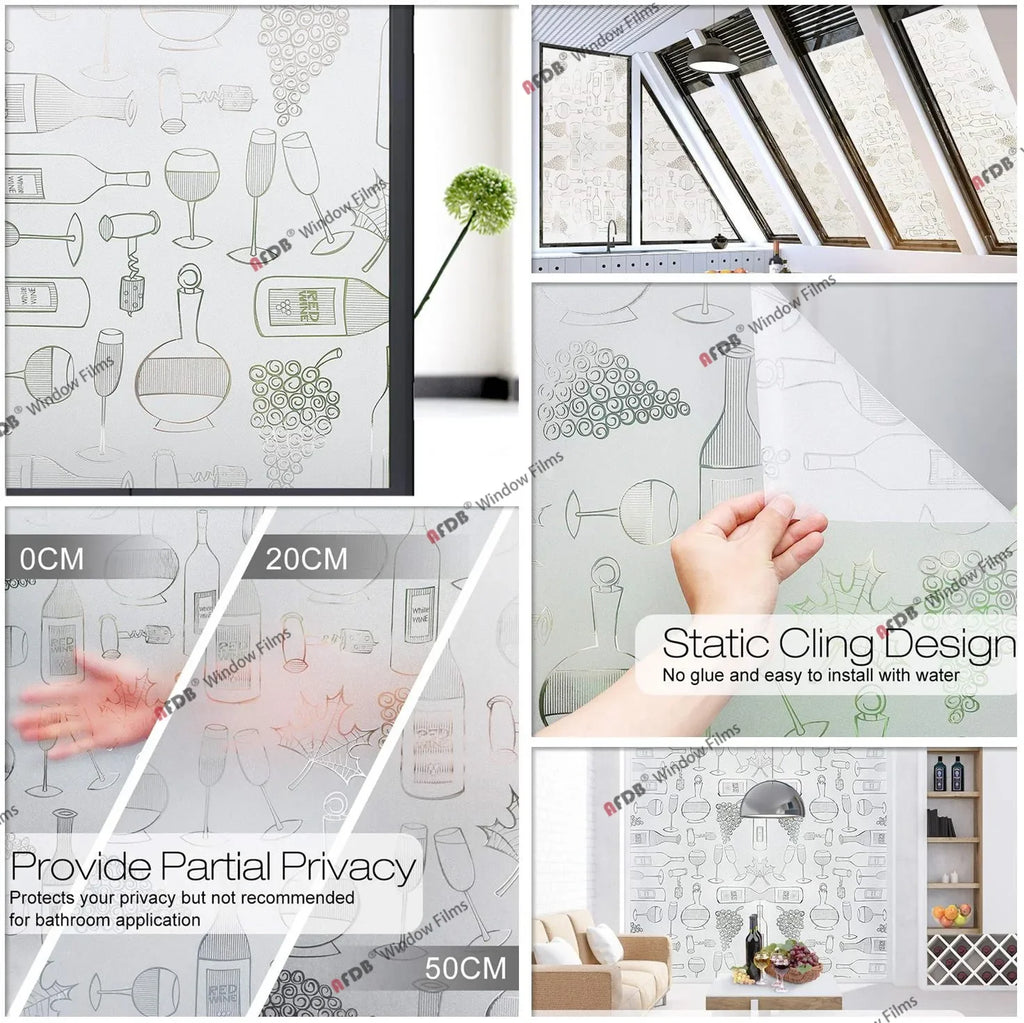 3D Matte Privacy Window Film Frosted Static Cling Glass Cover