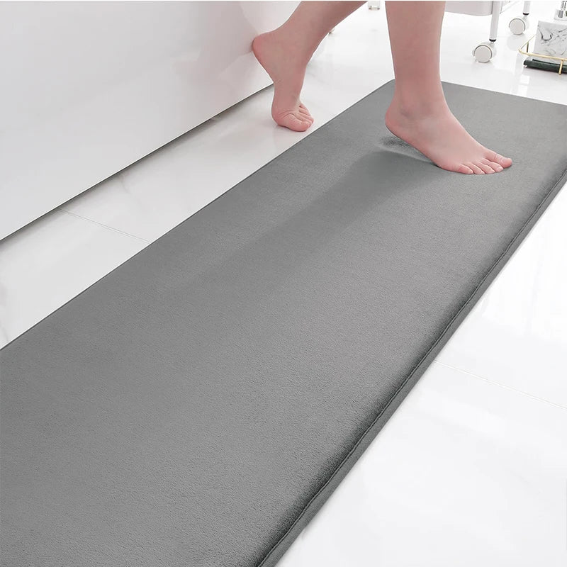 Homaxy Memory Foam Solid Color Bathroom Mat Floor Mat Indoor Non Slip Door Mat Dirt Trap Absorbs Water Comfortable Bathroom Mat