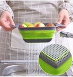 2PCS Silicone Folding Drain Basket – Square & Round Kitchen Strainer