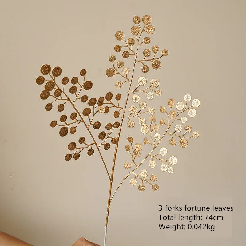 67–84cm Golden Artificial Leaf Branch Wedding & Home Decor