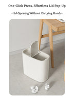 Large Capacity Bathroom Trash Can with Lid – Odor-Sealing Plastic Waste Bin for Bathroom