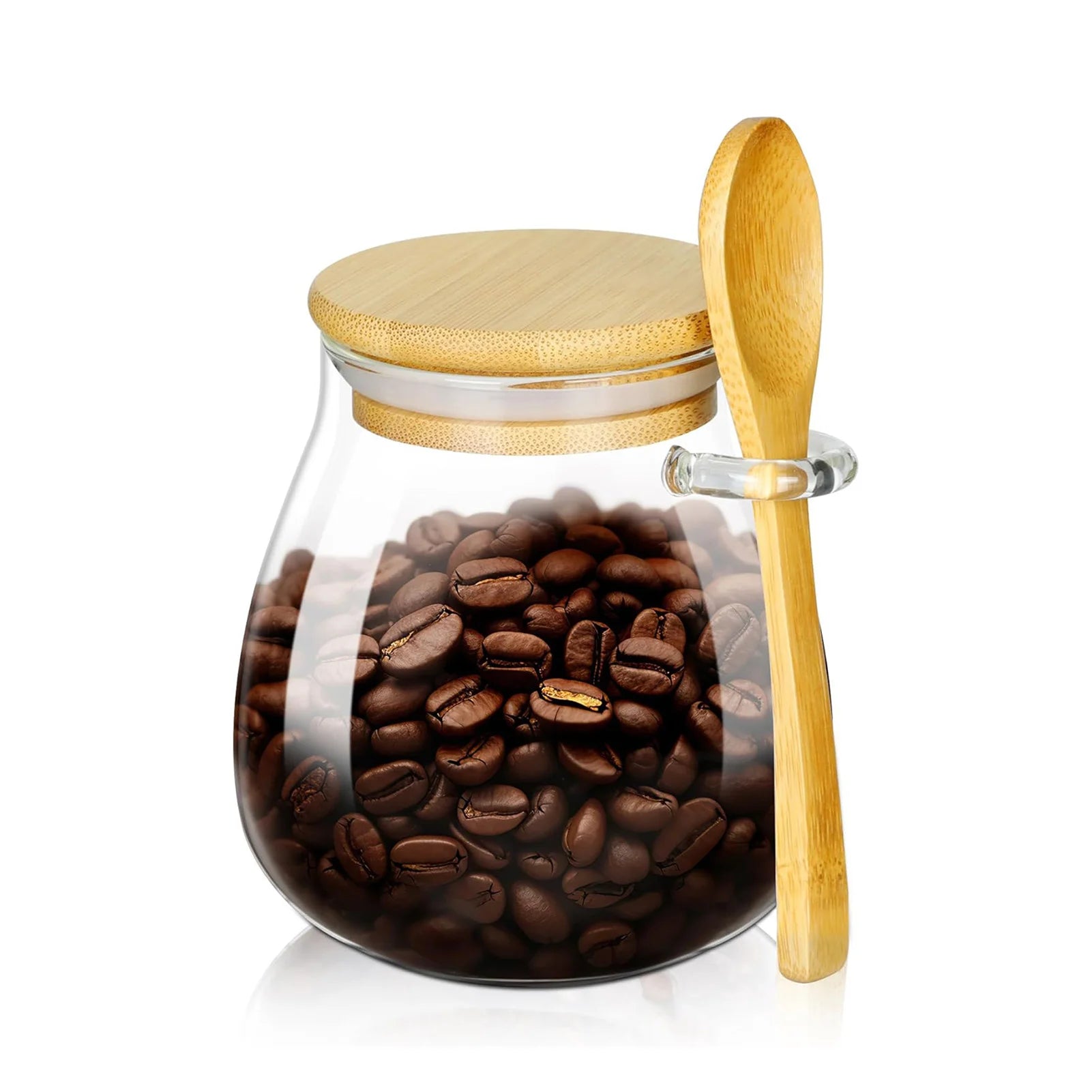 PDQ Glass Pantry Storage Container – Airtight Sugar & Spice Jar with Spoon