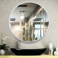 Sleek Round Wall Mirror in White Finish - 40cm Modern Design