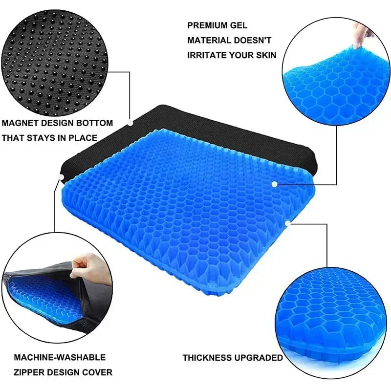 Gel Seat Cushion Honeycomb Non-Slip Ergonomic Back Tailbone Support
