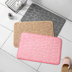 Memory Foam Embossed Velvet Bathroom & Living Room Mat – Non-Slip Cobblestone Floor Carpet