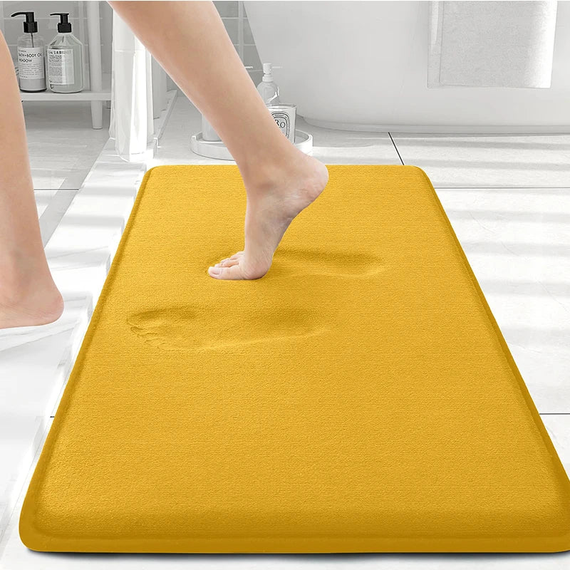 Homaxy Memory Foam Solid Color Bathroom Mat Floor Mat Indoor Non Slip Door Mat Dirt Trap Absorbs Water Comfortable Bathroom Mat