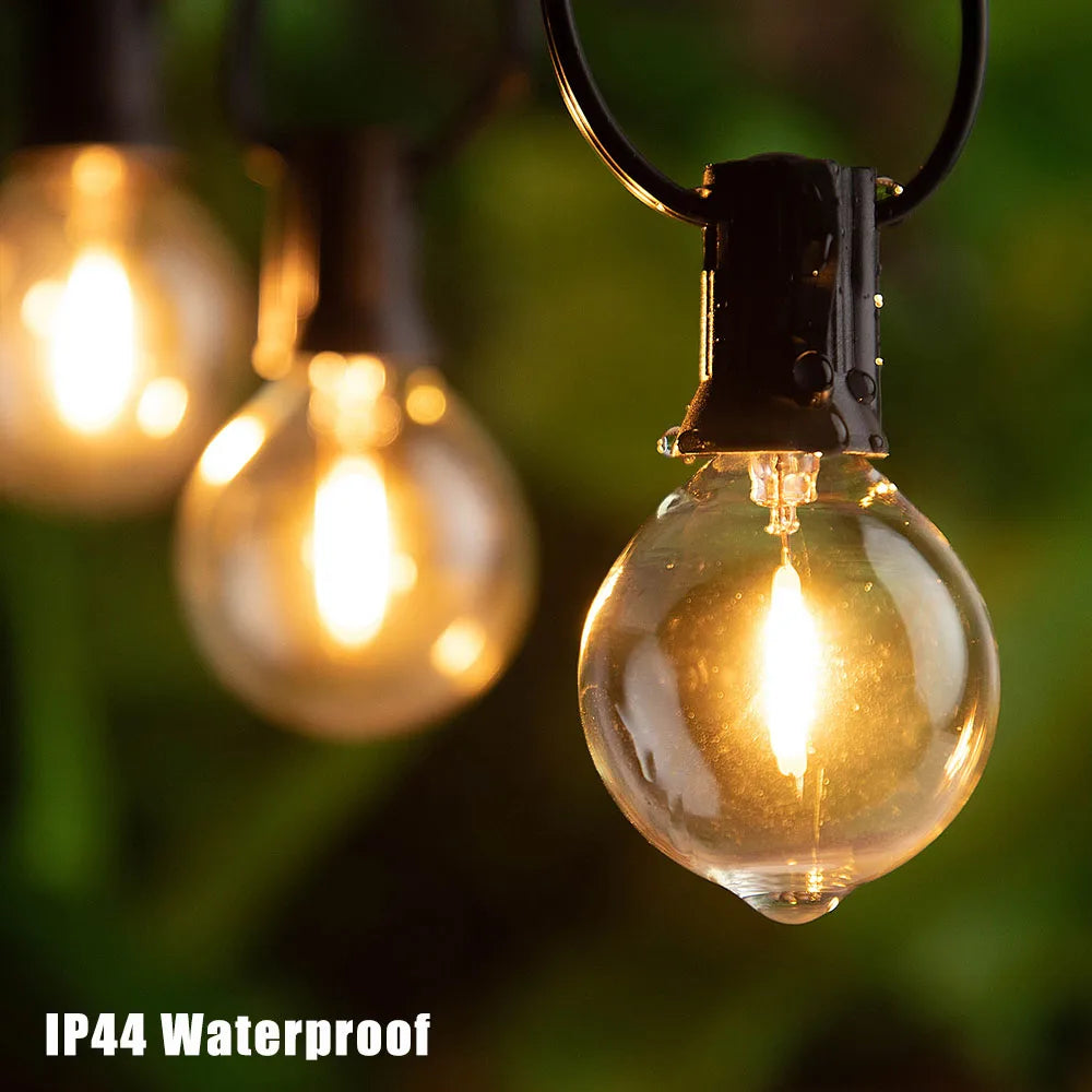 G40 Amber Glass String Lights 220V Waterproof Wedding Decor
