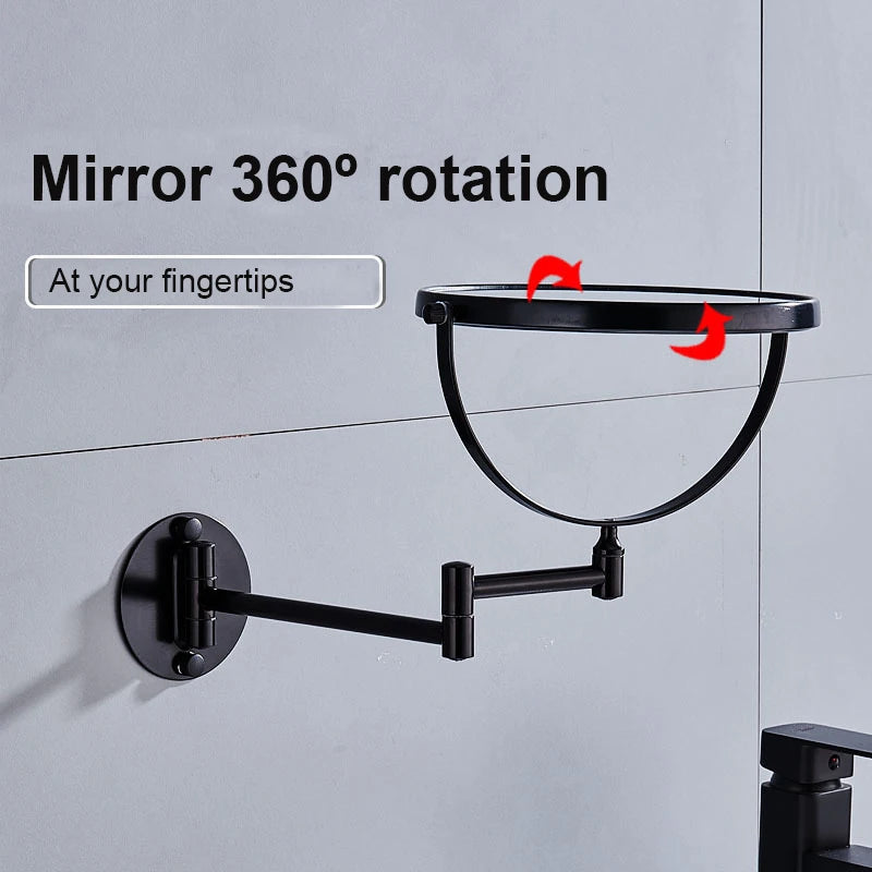 360° Rotating Double-Sided Wall Mirror with 3X Magnification and Flexibility