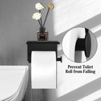 Self-Adhesive Stainless Steel Toilet Paper Holder with Phone Shelf Wall-Mount