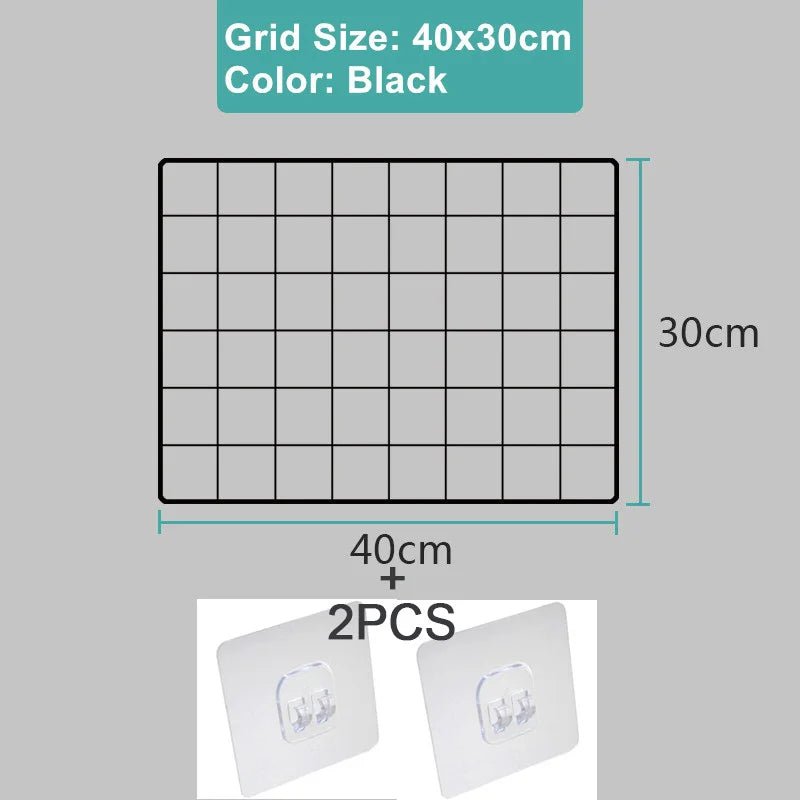 Metal Wall-Mounted Grid Shelf Organizer DIY Photo & Storage Rack