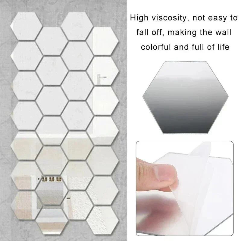 Elegant Hexagon Acrylic Mirror Wall Stickers for Stylish Home Decor