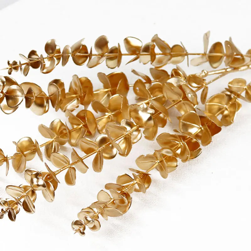 95cm Gold Artificial Eucalyptus & Ginkgo Leaf Plant Decor