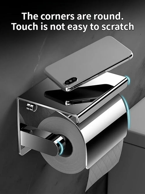 304 Stainless Steel Bathroom Toilet Paper Holder Waterproof Wall Mount Roll Paper Box
