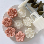 Mooncake Mold Set – Flower-Shaped Plastic Press for Baking & Fondant