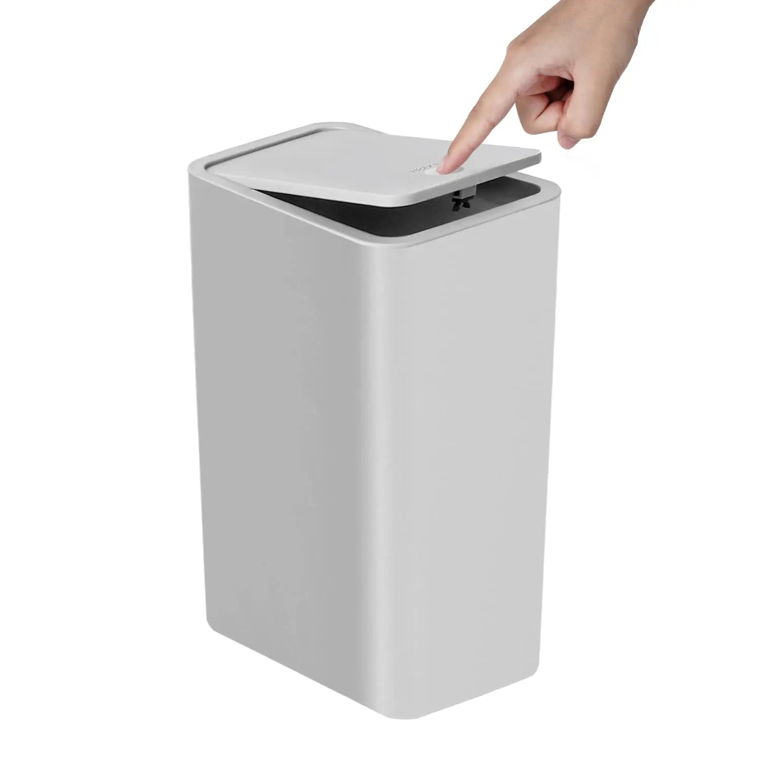 Bathroom Trash Can 10L – Small Plastic Garbage Bin with Press Lid for Toilet, Bedroom & Living Room