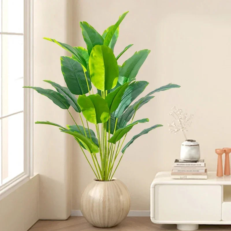 1pc Artificial Large Tropical Palm / Banana Leaves – Real Touch Monstera Style