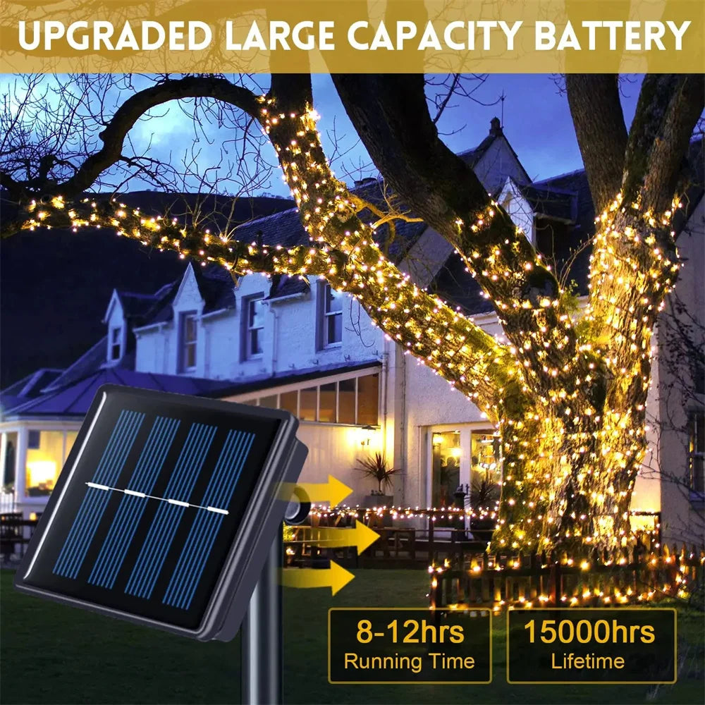 Solar LED String Lights 30M IP65 Waterproof RGB Holiday