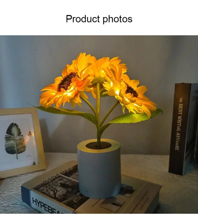 Sunflower LED Night Light – USB Warm Floral Bedside Lamp