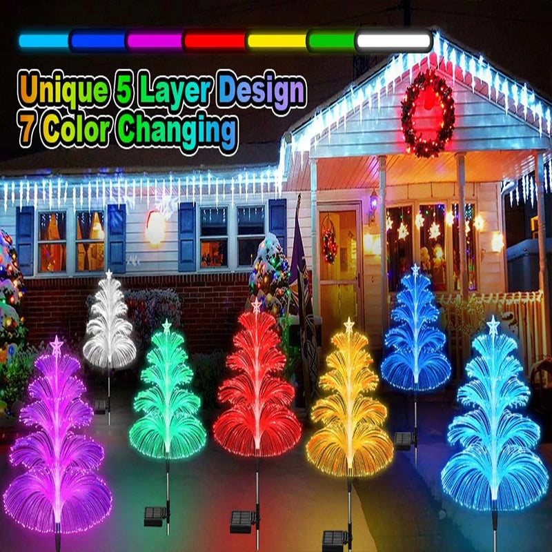 Solar Christmas Tree Lights 5M 7-Color RGB Outdoor IP65 Waterproof LED