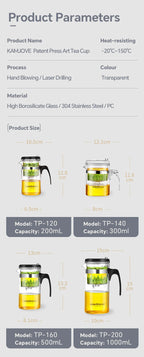 1.0L Transparent Heat-Resistant Glass Pot – Manual Blow Molded