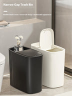 Large Capacity Bathroom Trash Can with Lid – Odor-Sealing Plastic Waste Bin for Bathroom
