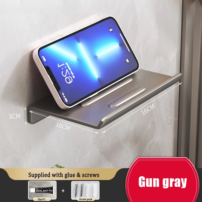 Drill-Free Wall-Mounted Aluminum Toilet Paper Holder Bathroom & Kitchen Tissue Rack
