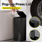 Bathroom Trash Can 10L – Small Plastic Garbage Bin with Press Lid for Toilet, Bedroom & Living Room