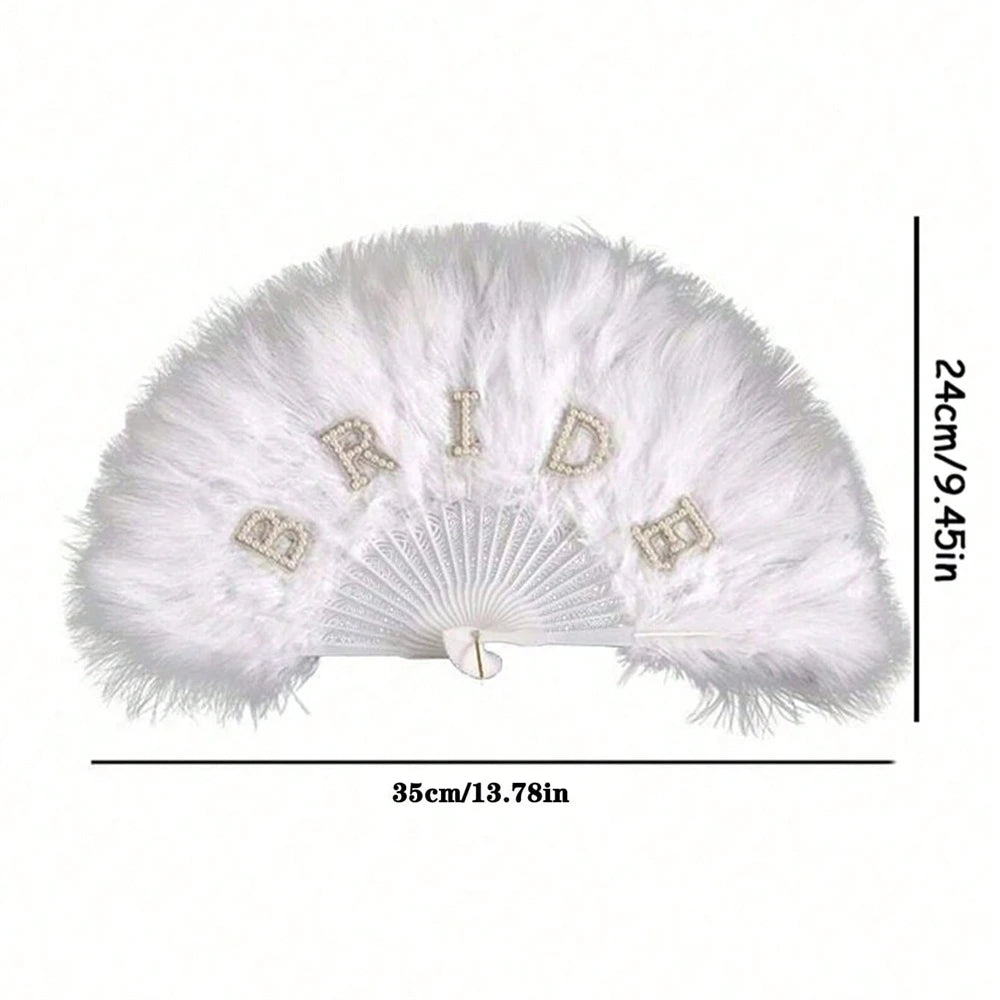 Elegant Bridal Feather Fan Wedding Party Accessory Decorative Fan