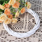 White Wicker Rattan Wreath Ornament Round Christmas Hanging Decor