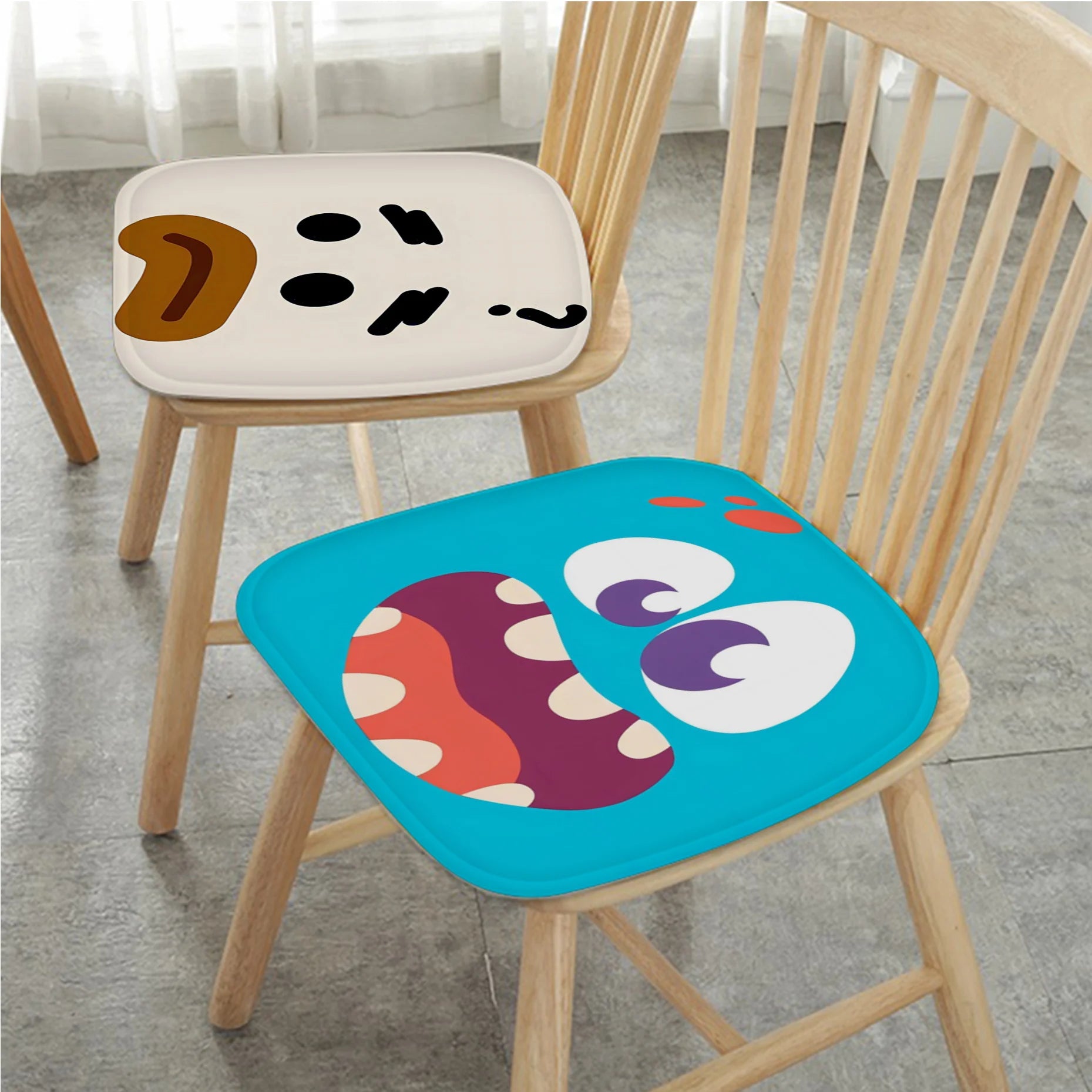 Funny Emoji Cartoon Seat Cushion – Square/Round, Soft & Breathable