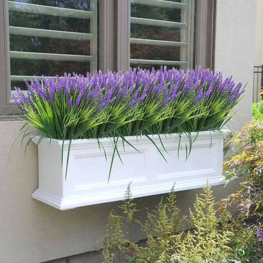 5-Branch Artificial Lavender – Plastic Faux Flowers for Home & Outdoor Decor