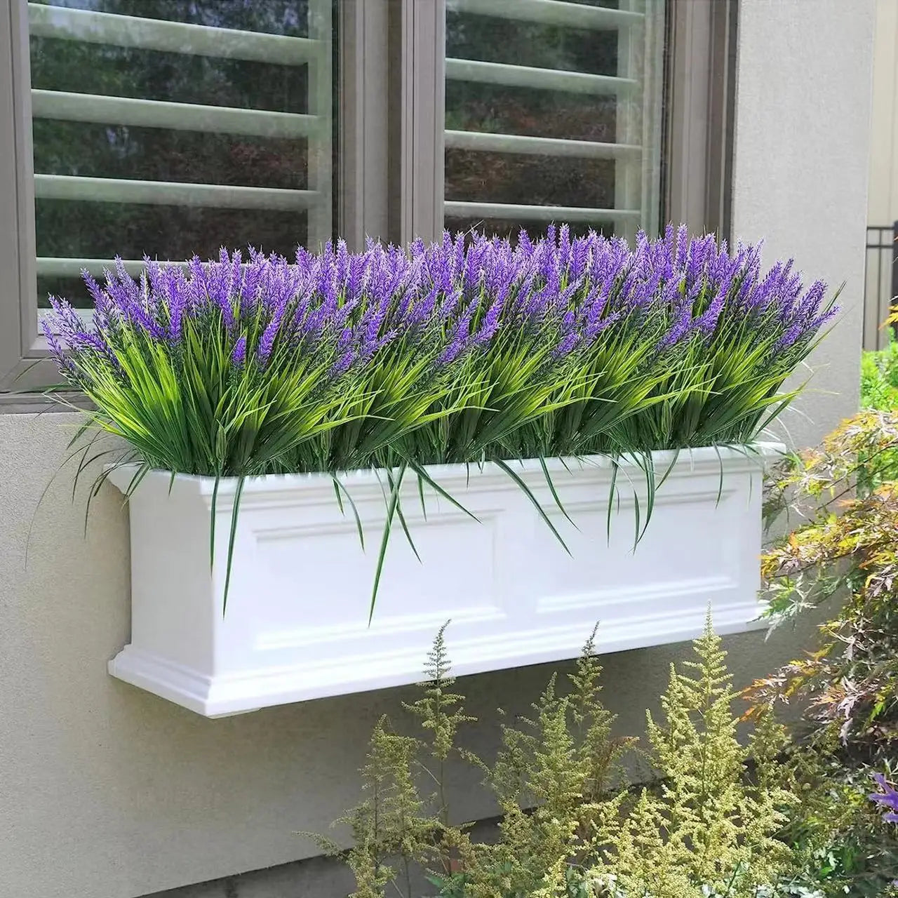 5-Branch Artificial Lavender – Plastic Faux Flowers for Home & Outdoor Decor