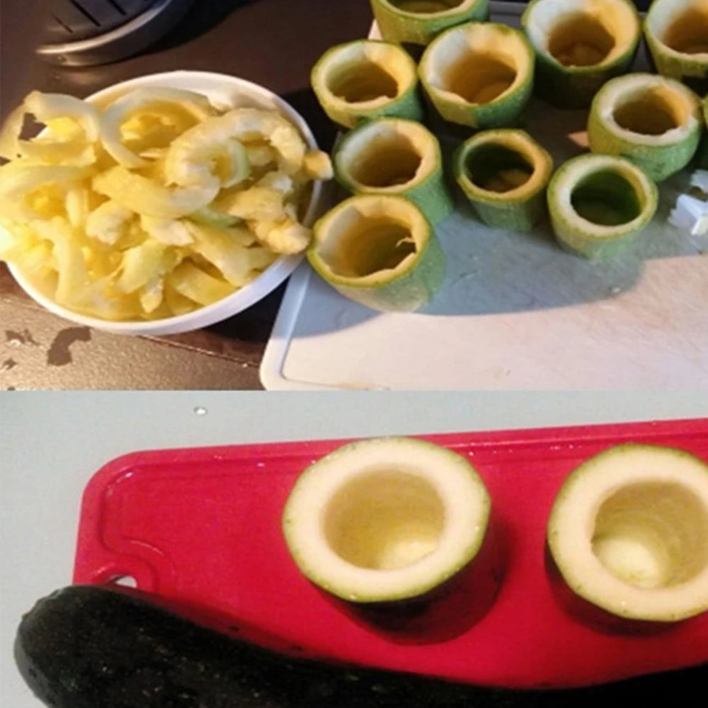 4pc Vegetable Spiral Cutter & Corer Set – Veggie Corkscrew Carver Drill Tool for Stuffed Peppers, Courgettes & Fruit