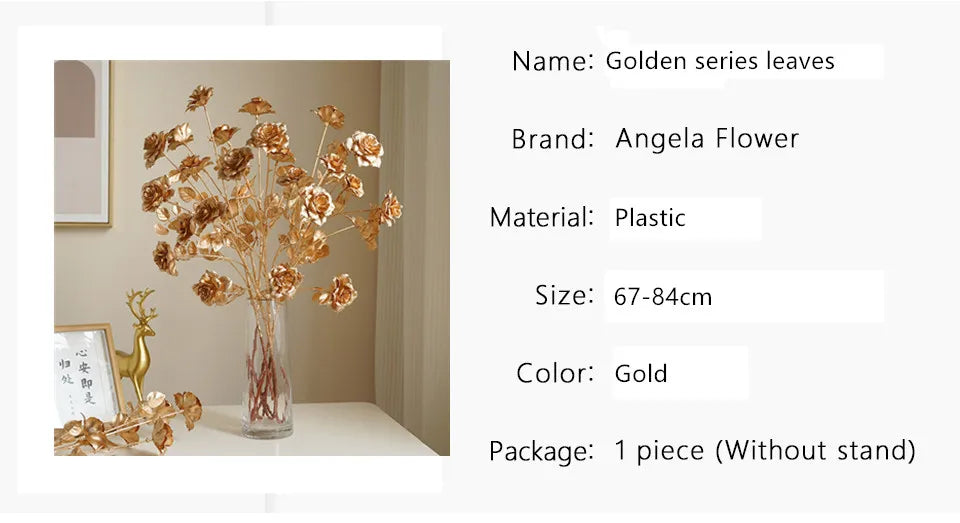 67–84cm Golden Artificial Leaf Branch Wedding & Home Decor