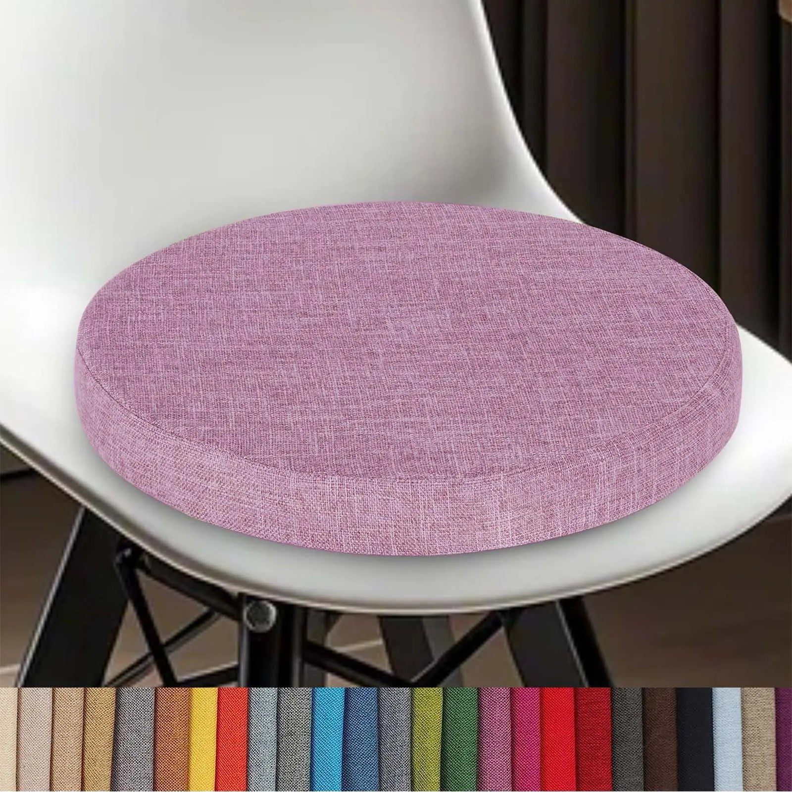 Round Linen Seat Cushion – Breathable PU Foam Pad for Dining & Bar Chairs