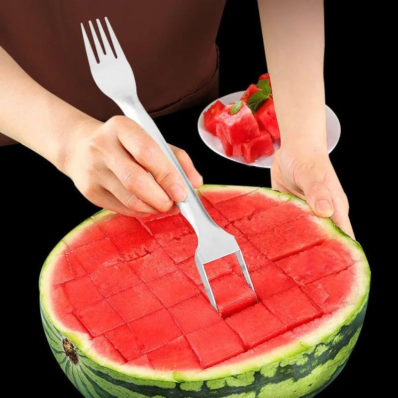 Stainless Steel Watermelon Cutter & Fruit Fork – Multifunctional Slicer Tool