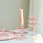 Handmade Nordic Glass Candlestick – Retro Candle Holder & Vase