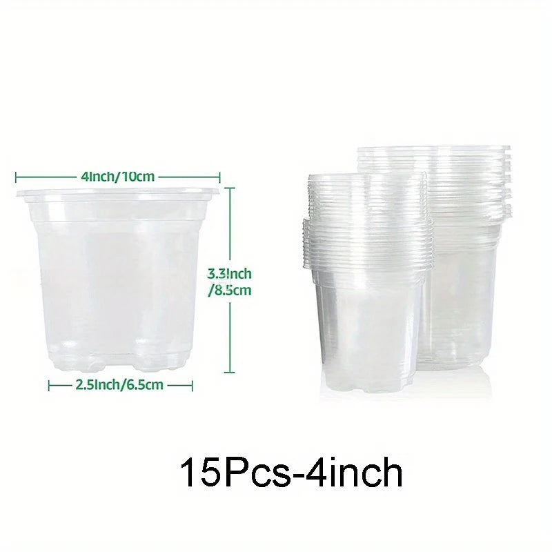 Transparent Plastic Nursery Pots with Drainage Holes