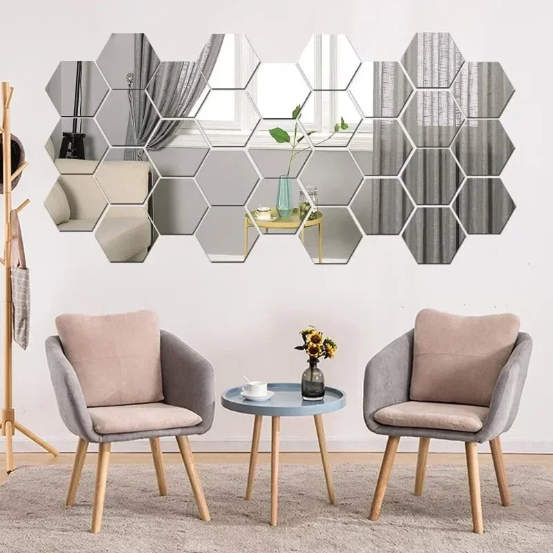 Elegant Hexagon Acrylic Mirror Wall Stickers for Stylish Home Decor