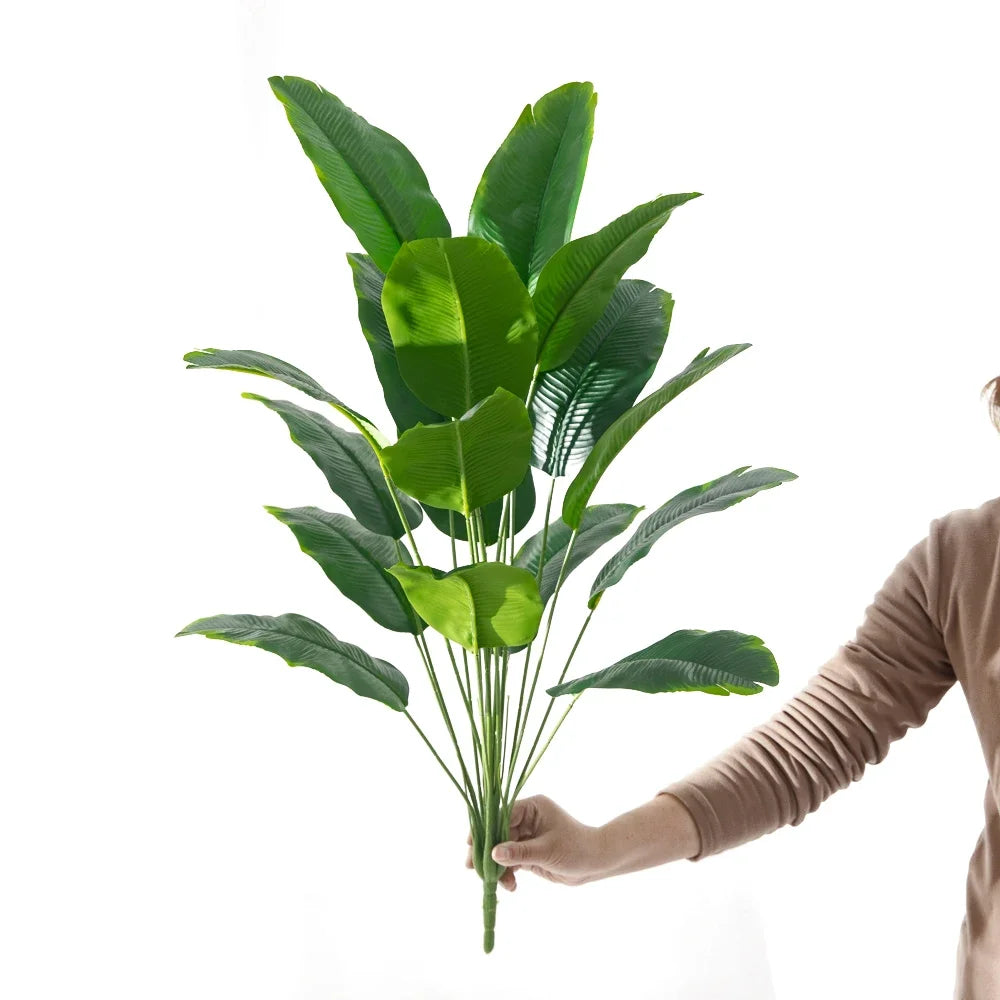 1pc Artificial Large Tropical Palm / Banana Leaves – Real Touch Monstera Style