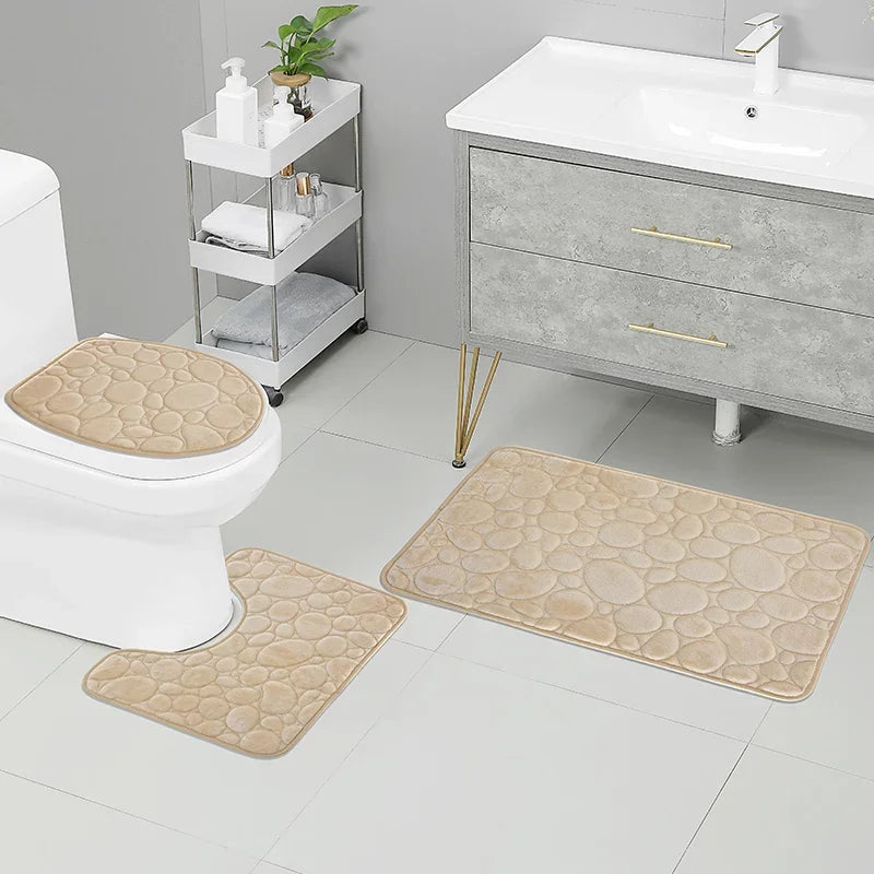 3-Piece Microfiber Bathroom Mat Set Non-Slip Absorbent Floor Rugs Soft and Comfortable