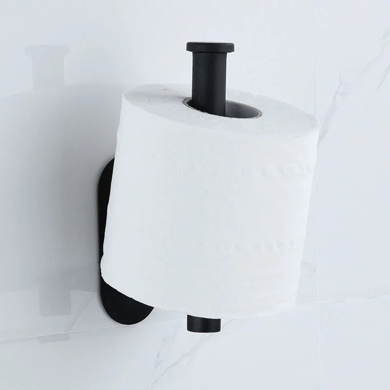 Black Stainless Steel Toilet Paper Holder Self-Adhesive Bathroom Tissue Rack