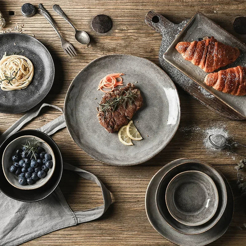 Japanese Irregular Ceramic Plate – Solid Color Dinnerware for Home Use