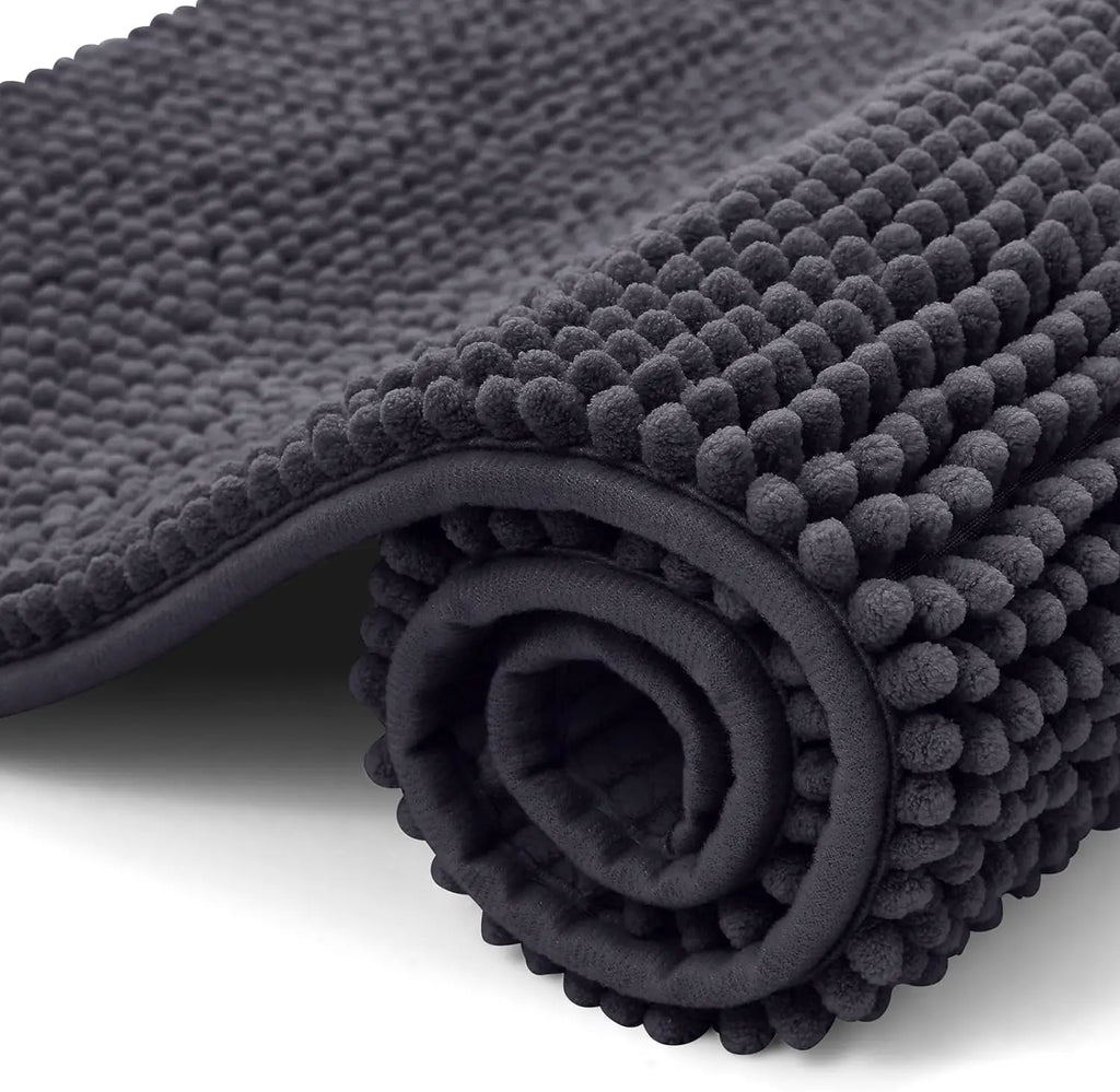 Homaxy Chenille Bathroom Mat – Non-Slip Dirt & Water Absorbent Microfiber Rug