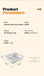 MTM 201 Stainless Steel Storage Trays – Eco-Friendly Korean Style, 4pcs Food Organizer